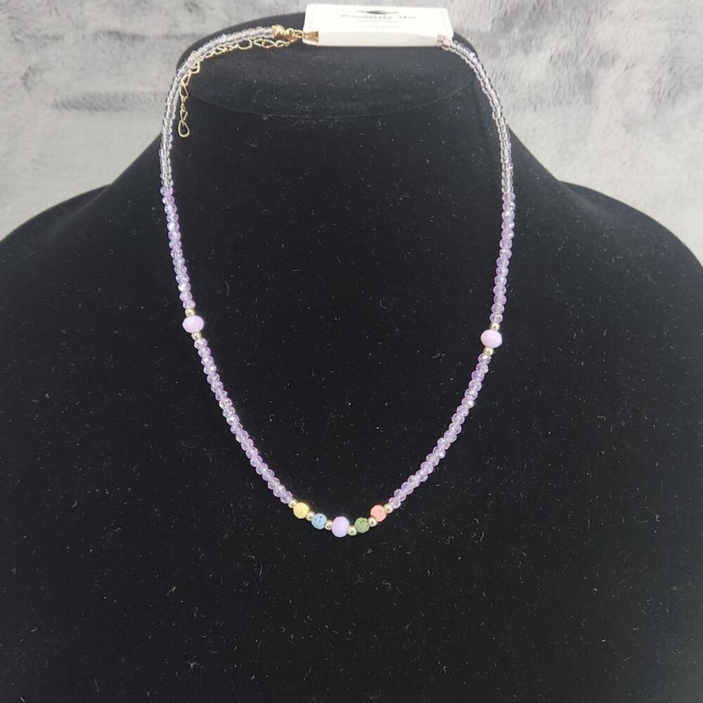 Purple Beaded Necklace - Fashion Jewelry - Exquisite Crystal Collection